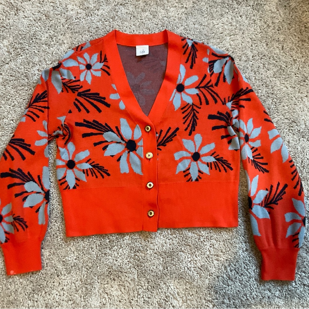 CAbi Orange Floral Cardigan